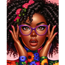 Load image into Gallery viewer, Diamond Painting - Full Round - Woman with purple glasses (40*50CM)