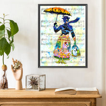 Load image into Gallery viewer, Diamond Painting - Full Round - Piano score of girl silhouette (30*40CM)