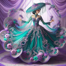 Load image into Gallery viewer, Diamond Painting - Full Round - Dancing purple flower girl (40*40CM)