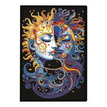 Load image into Gallery viewer, 50 Pages A5 Special Shaped Sun Moon Face 5D DIY Mosaic Drill Notebook Craft