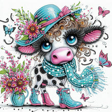 Load image into Gallery viewer, Diamond Painting - Partial Special Shaped - Funny Cow (30*30CM)