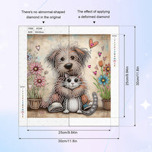 Load image into Gallery viewer, Diamond Painting - Partial Special Shaped - Friendly Cat and Dog (30*30CM)