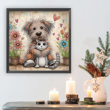 Load image into Gallery viewer, Diamond Painting - Partial Special Shaped - Friendly Cat and Dog (30*30CM)