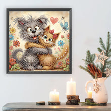 Load image into Gallery viewer, Diamond Painting - Partial Special Shaped - Friendly Cat and Dog (30*30CM)