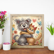 Load image into Gallery viewer, Diamond Painting - Partial Special Shaped - Friendly Cat and Dog (30*30CM)