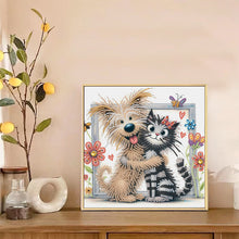 Load image into Gallery viewer, Diamond Painting - Partial Special Shaped - Friendly Cat and Dog (30*30CM)