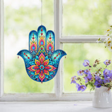 Load image into Gallery viewer, Acrylic Lotus Palm 5D DIY Diamond Painting Dots Pendant for Garden Window Decor