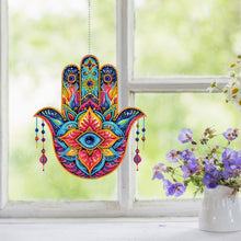 Load image into Gallery viewer, Acrylic Lotus Palm 5D DIY Diamond Painting Dots Pendant for Garden Window Decor