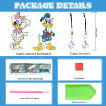 Load image into Gallery viewer, 2Pcs Special Shape Donald Duck Diamond Art Bookmark with Pendant for Book Lovers