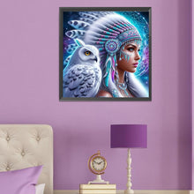 Load image into Gallery viewer, Diamond Painting - Full Round - Ethnic girl and owl (50*50CM)