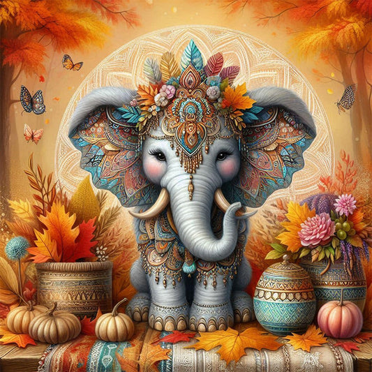 AB Diamond Painting - Full Round - Autumn elephant (40*40CM)