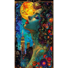 Load image into Gallery viewer, AB Diamond Painting - Full Round - City Art Girl in the Moonlight (40*70CM)