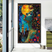 Load image into Gallery viewer, AB Diamond Painting - Full Round - City Art Girl in the Moonlight (40*70CM)