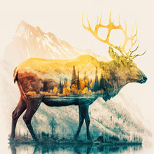 Load image into Gallery viewer, AB Diamond Painting - Full Round - Silhouette scenery elk (40*40CM)