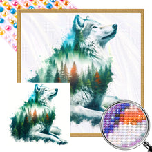 Load image into Gallery viewer, AB Diamond Painting - Full Round - Silhouette scenery white wolf (40*40CM)