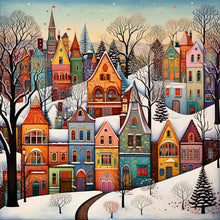 Load image into Gallery viewer, Diamond Painting - Full Round - Snowy town streets (40*40CM)