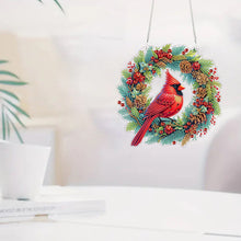 Load image into Gallery viewer, Acrylic Special Shape Christmas Wreath Cardinal Diamond Painting Hanging Pendant