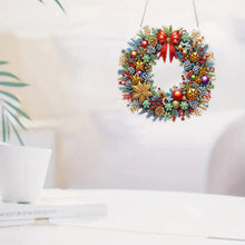 Load image into Gallery viewer, Acrylic Special Shape Christmas Wreath Cardinal Diamond Painting Hanging Pendant