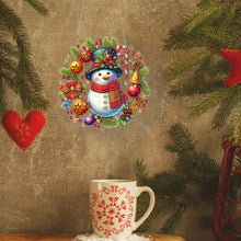 Load image into Gallery viewer, Acrylic Special Shape Christmas Wreath Cardinal Diamond Painting Hanging Pendant
