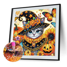 Load image into Gallery viewer, Diamond Painting - Partial Special Shaped - Halloween cat (40*40CM)