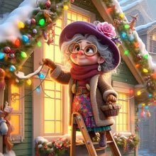 Load image into Gallery viewer, Diamond Painting - Full Round - Old lady preparing Christmas decorations (40*40CM)