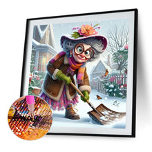 Load image into Gallery viewer, Diamond Painting - Full Round - Old lady shoveling snow (40*40CM)