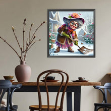Load image into Gallery viewer, Diamond Painting - Full Round - Old lady shoveling snow (40*40CM)