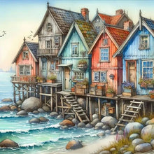 Load image into Gallery viewer, Diamond Painting - Full Round - Seaside cottage (40*40CM)