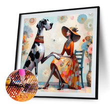 Load image into Gallery viewer, Diamond Painting - Full Round - Dog and lady (40*40CM)