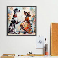 Load image into Gallery viewer, Diamond Painting - Full Round - Dog and lady (40*40CM)