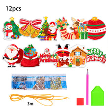 Load image into Gallery viewer, 12Pcs Acrylic Christmas Hanging Diamond Painting Art Kits for Christmas Tree