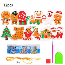 Load image into Gallery viewer, 12Pcs Acrylic Christmas Hanging Diamond Painting Art Kits for Christmas Tree