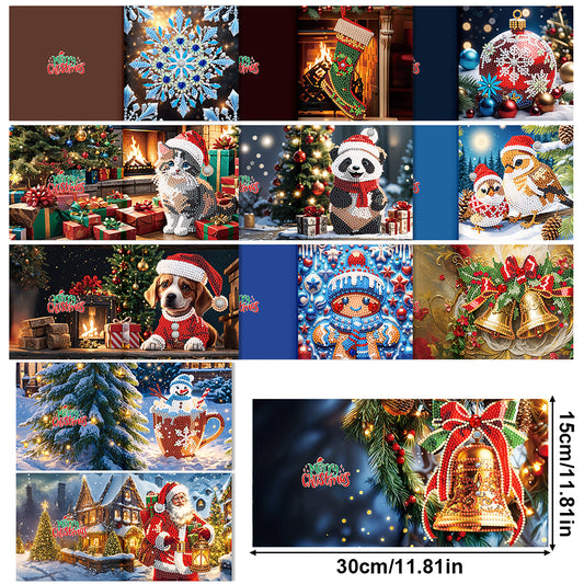 12Pcs Christmas Special Shape DIY Diamond Painting Card for Holiday Party Favors
