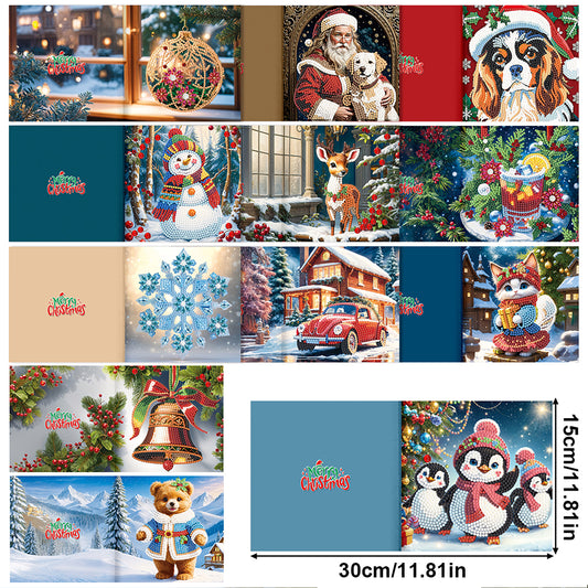 12Pcs Christmas Special Shape DIY Diamond Painting Card for Holiday Party Favors