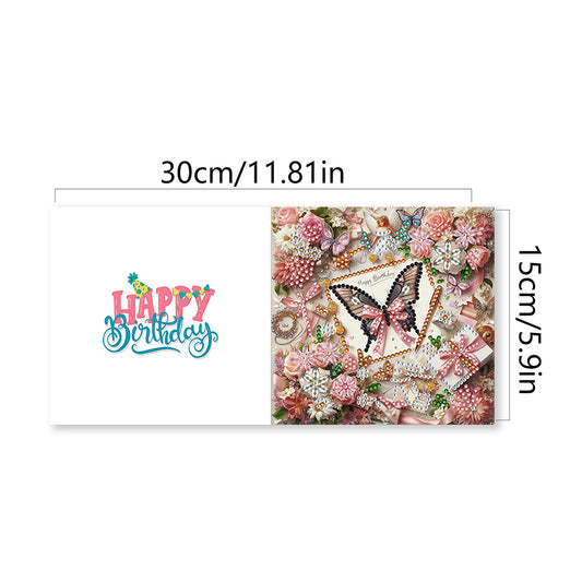 2/6/12Pcs Butterfly and Flower DIY Diamond Painting Card Diamond Daily Wish Card