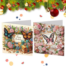 Load image into Gallery viewer, 2/6/12Pcs Butterfly and Flower DIY Diamond Painting Card Diamond Daily Wish Card