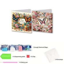 Load image into Gallery viewer, 2/6/12Pcs Butterfly and Flower DIY Diamond Painting Card Diamond Daily Wish Card