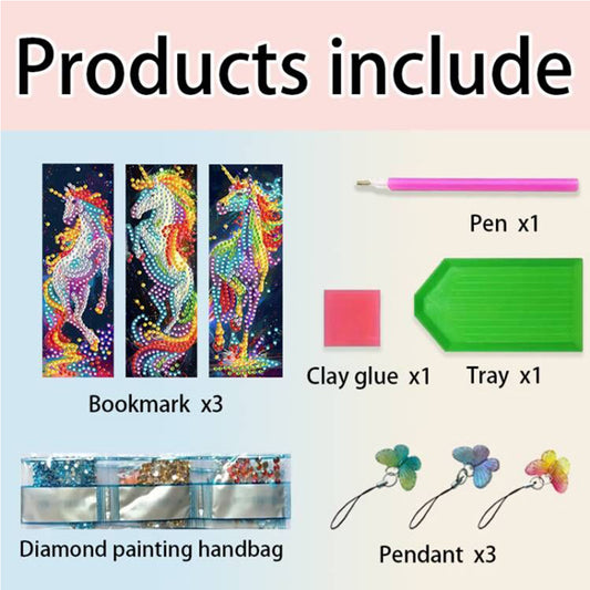 3Pcs Special Shape Animals 5D DIY Diamond Painting Bookmark for Reading Day Gift