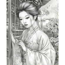Load image into Gallery viewer, Diamond Painting - Full Round - Black and white flower girl (40*50CM)