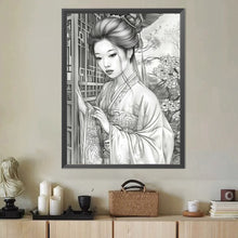 Load image into Gallery viewer, Diamond Painting - Full Round - Black and white flower girl (40*50CM)