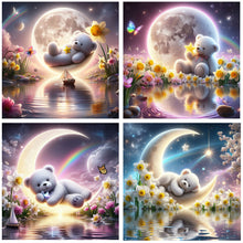 Load image into Gallery viewer, 4pcs Round Diamond Painting Set - Moonlight bear (30*30CM)