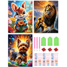 Load image into Gallery viewer, 3pcs Round Diamond Painting Set - Flower animals (30*40CM)