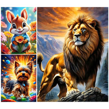 Load image into Gallery viewer, 3pcs Round Diamond Painting Set - Flower animals (30*40CM)