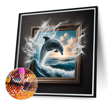 Load image into Gallery viewer, Diamond Painting - Full Round - 3D picture frame jumping dolphin (40*40CM)
