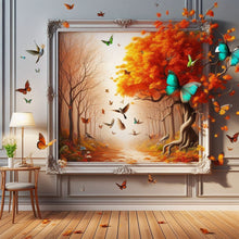 Load image into Gallery viewer, Diamond Painting - Full Round - 3D picture frame autumn bird butterfly (40*40CM)