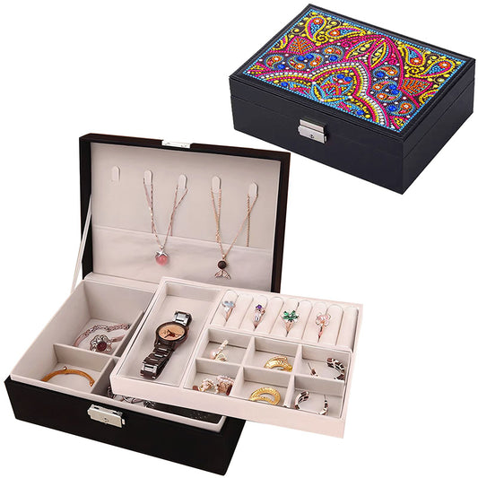 PU Partial Special Shaped Mandala Diamond Art Bracelet Organizer for Women Girls