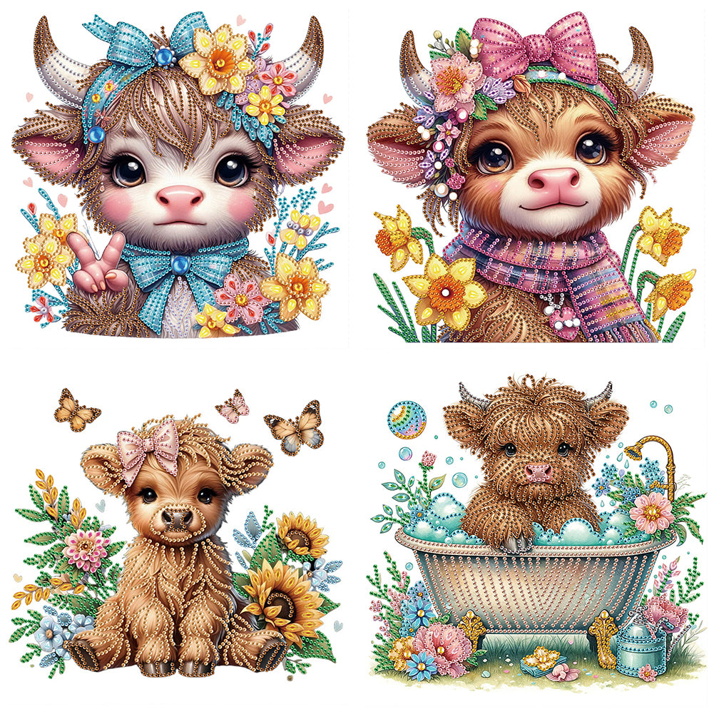 4Pcs Partial Special Diamond Painting Set - Yak (30*30CM)