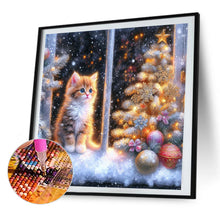 Load image into Gallery viewer, AB Diamond Painting - Full Round - Christmas snowy night kitten (40*40CM)