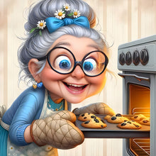Load image into Gallery viewer, 4pcs Round Diamond Painting Set - Cute grandma (30*30CM)