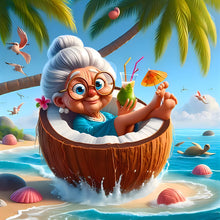 Load image into Gallery viewer, 4pcs Round Diamond Painting Set - Cute grandma (30*30CM)